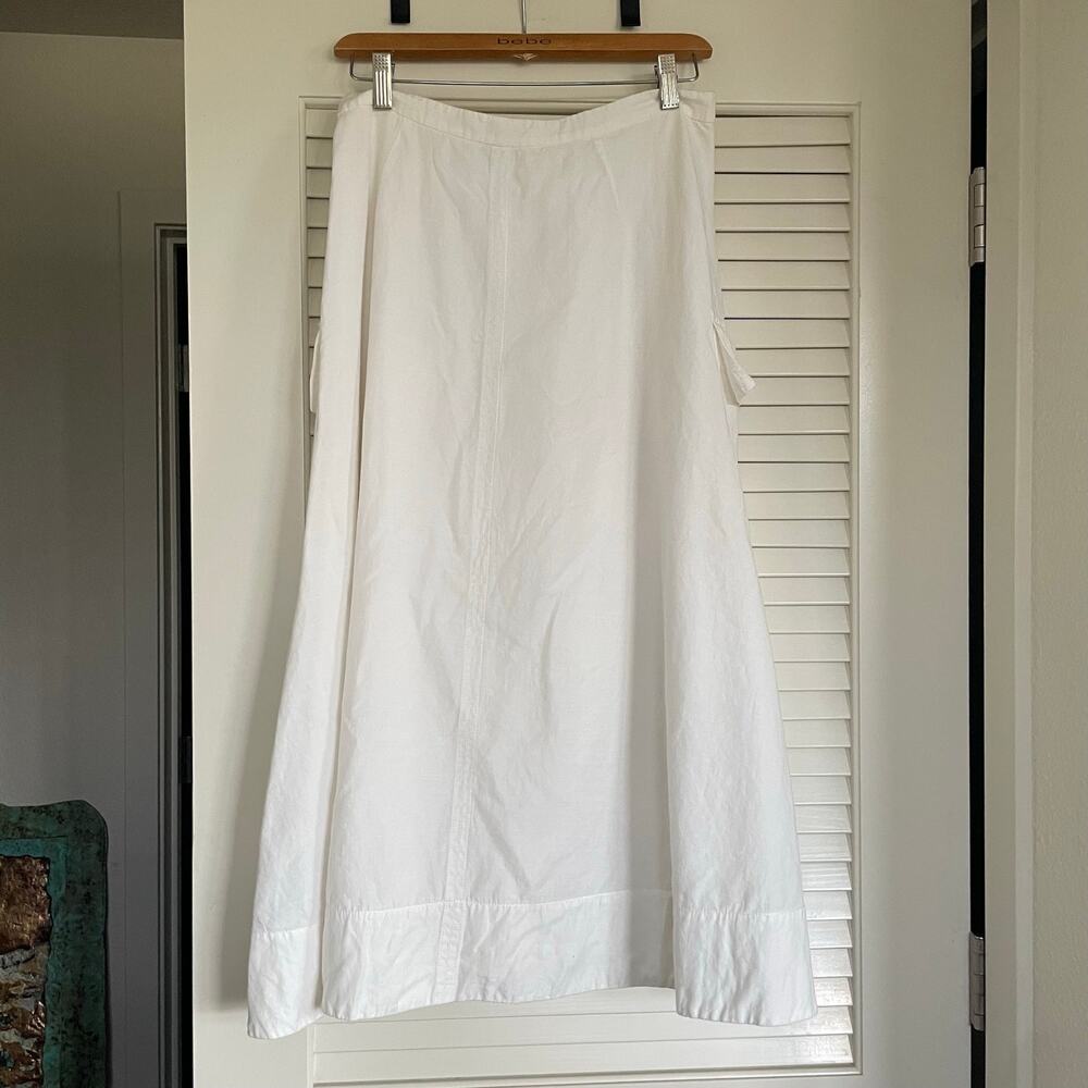 Vince White Linen Blend Cargo Midi Skirt 4 Quiet Luxury Minimalist Resort - Picture 7 of 7